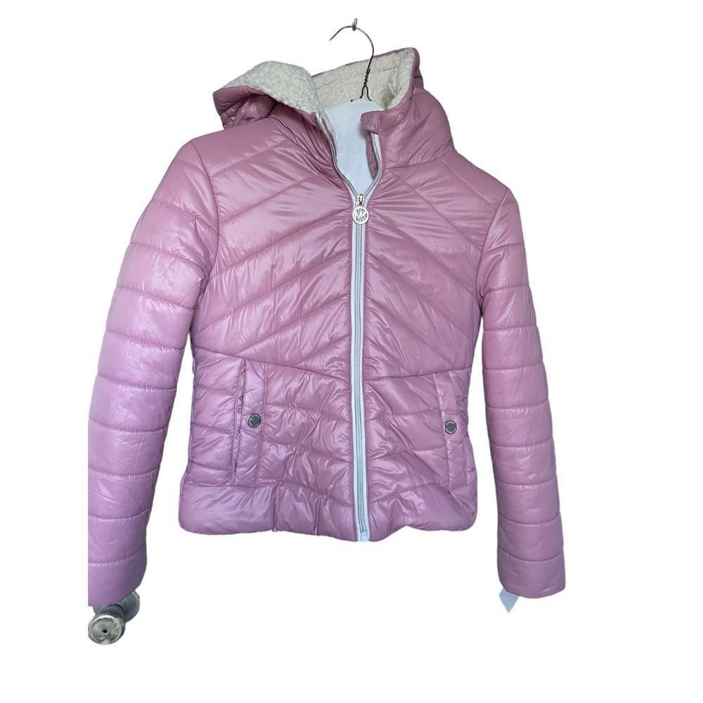 Michael Kors Girls Quilted Sherpa Lined Puffer Coat Pink Size 10/12